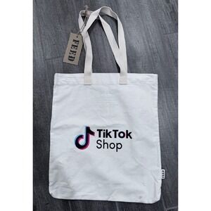 FEED x Tik Tok Shop Canvas Tote Bag NWT Feed Me Fight‎ Me